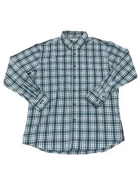 Wrangler Riata Long Sleeve Shirt Size L Button Down Green White Plaid Mens